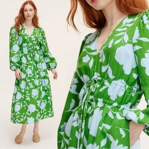 NWT Kate Spade x Target Green and White Floral Long Sleeve Dress Size S
